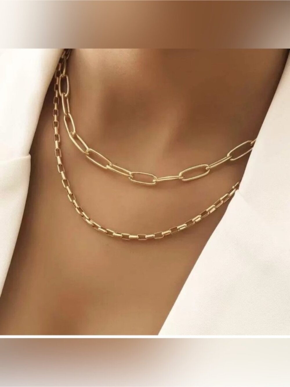 Gold 2pc Chain Necklace Set